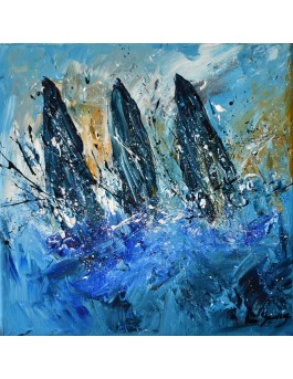 Course de voiliers - Peinture abstraite au couteau