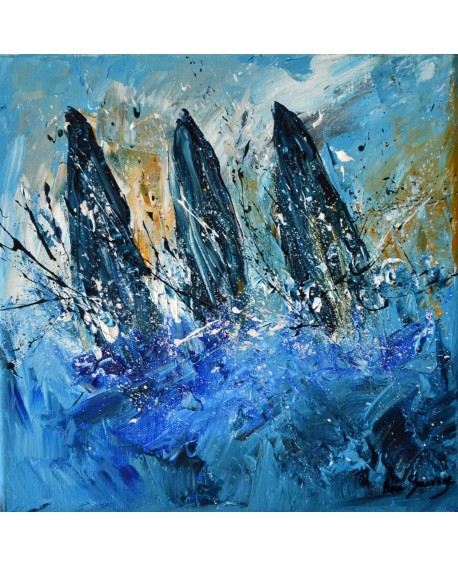 Course de voiliers - Peinture abstraite au couteau