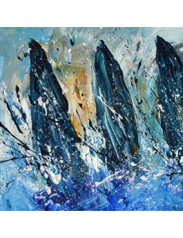 Course de voiliers - Peinture abstraite au couteau