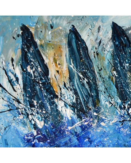 Course de voiliers - Peinture abstraite au couteau