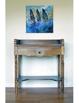 Course de voiliers - Peinture abstraite au couteau
