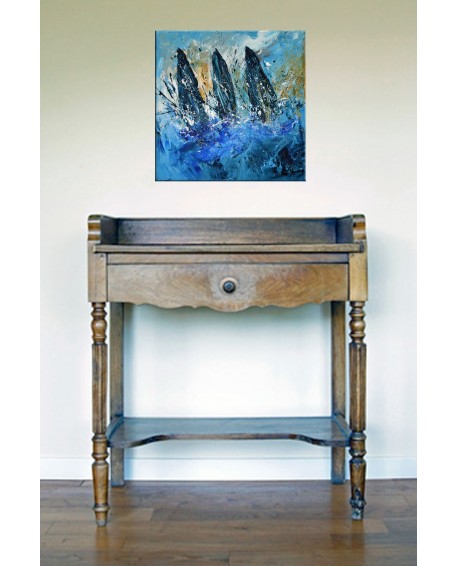 Course de voiliers - Peinture abstraite au couteau