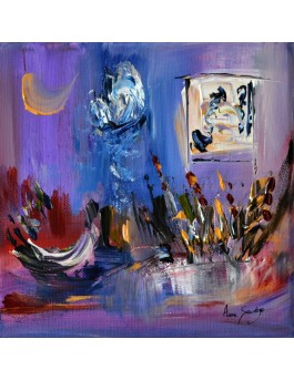 tableau abstrait violet