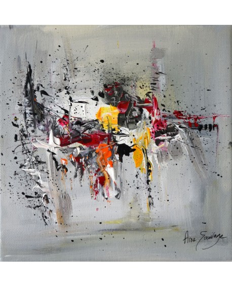 tableau moderne gris blanc rouge jaune orange