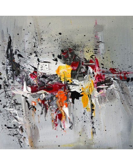 tableau moderne gris blanc rouge jaune orange