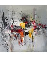 tableau moderne gris blanc rouge jaune orange