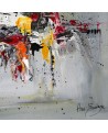 tableau moderne gris blanc rouge jaune orange
