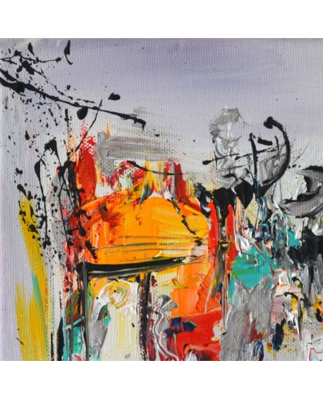 peinture sur toile gris rouge jaune