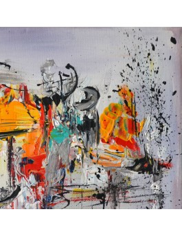 peinture sur toile gris rouge jaune