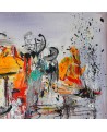 peinture sur toile gris rouge jaune
