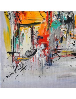 peinture sur toile gris rouge jaune