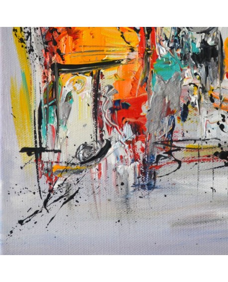 peinture sur toile gris rouge jaune