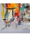 peinture sur toile gris rouge jaune