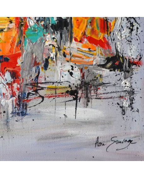 peinture sur toile gris rouge jaune
