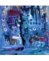 Nouveaux venus, tableau abstrait bleu