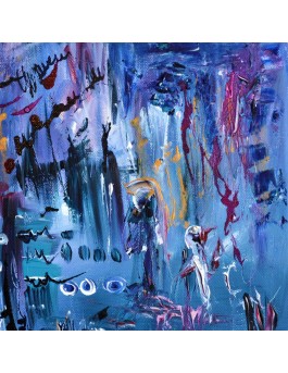 Nouveaux venus, tableau abstrait bleu