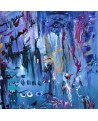 Nouveaux venus, tableau abstrait bleu