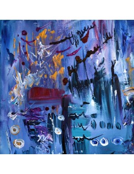 Nouveaux venus, tableau abstrait bleu