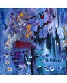 Nouveaux venus, tableau abstrait bleu