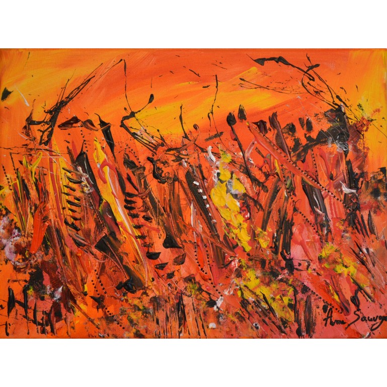 tableau orange et jaune