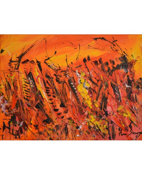 tableau orange et jaune