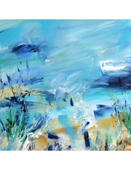 tableau abstrait bleu turquoise