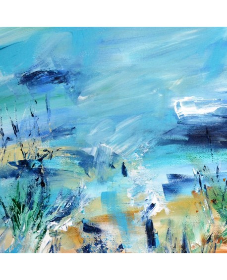 tableau abstrait bleu turquoise