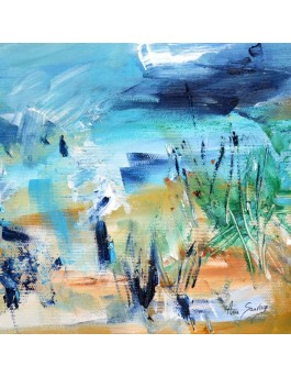 tableau abstrait bleu turquoise