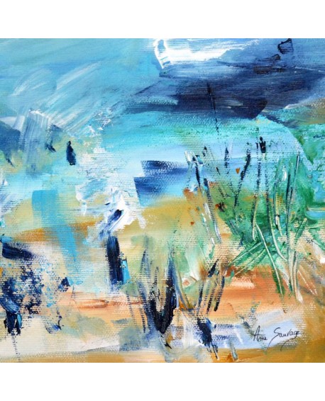 tableau abstrait bleu turquoise