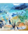 tableau abstrait bleu turquoise