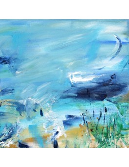 tableau abstrait bleu turquoise