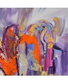 tableau abstrait violet et orange