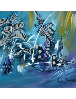 tableau bleu abstrait