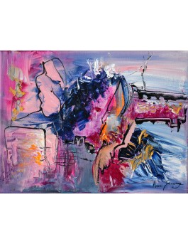 tableau abstrait rose