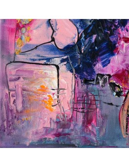 tableau abstrait rose