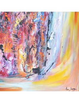 grand tableau abstrait multicolore