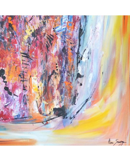 grand tableau abstrait multicolore