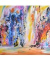 grand tableau abstrait multicolore