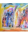 grand tableau abstrait multicolore