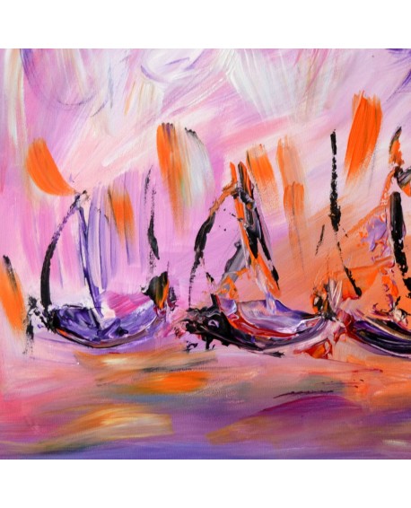 tableau abstrait violet sur bois entoilé