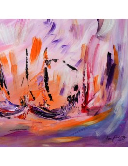 tableau abstrait violet sur bois entoilé