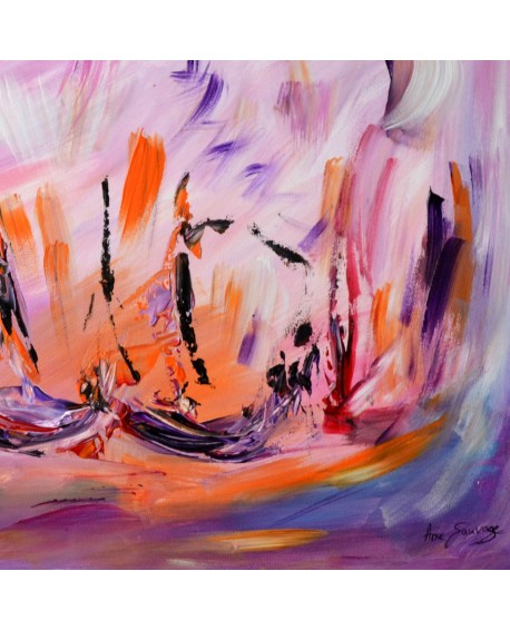 tableau abstrait violet sur bois entoilé