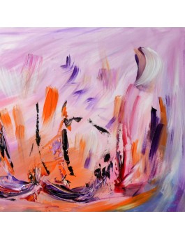 tableau abstrait violet sur bois entoilé