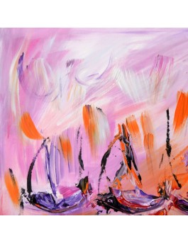 tableau abstrait violet sur bois entoilé