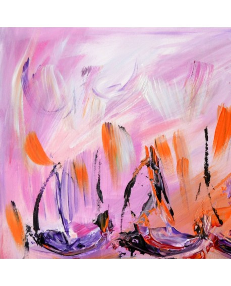 tableau abstrait violet sur bois entoilé
