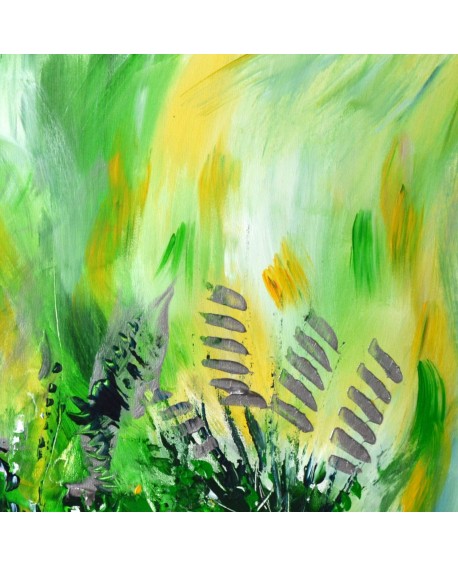 tableau abstrait vert sur bois entoilé