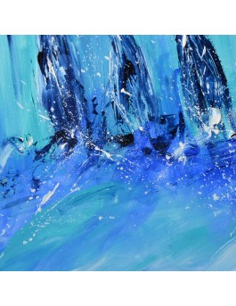 Trois voiliers - tableau abstrait de bateaux sur bois entoilé