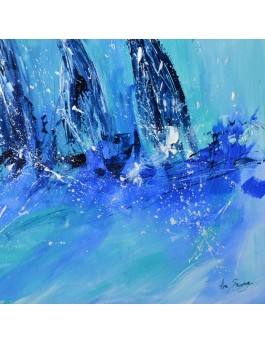 Trois voiliers - tableau abstrait de bateaux sur bois entoilé