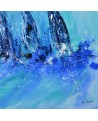 Trois voiliers - tableau abstrait de bateaux sur bois entoilé