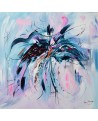 tableau bleu et rose sur bois entoilé